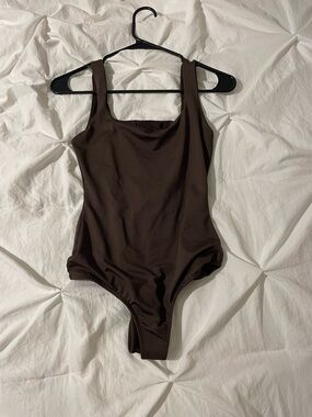 Classic Square Neck Brown Bodysuit